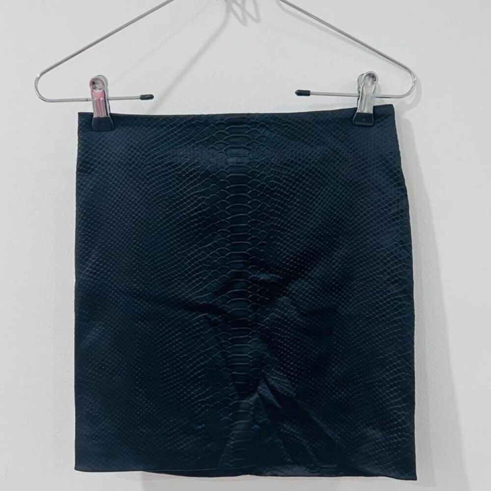 Maje Black Snakeskin Mini Skirt Size 34 Y2K Whimsigoth Indie Sleaze